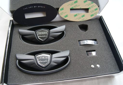 Genesis Coupe Wing badge emblems Grille+Trunk .....MATTE BLACK SET