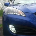 SPEC D PROJECTOR HEADLIGHTS+R8 LED DRL DAYTIME RUNNING STRIPS BLACK GENESIS COUPE