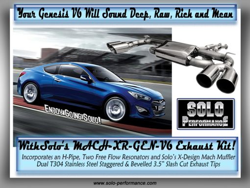 2010+ Solo Performance Mach-XR-Gen-V6 Catback Exhaust Kit for 3.8L Genesis V6